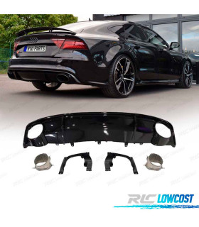 DIFFUSORE AUDI A7 16-18 LOOK RS7 TERMINALI DI SCARICO NERO LUCIDO