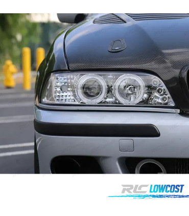 FARI PER BMW SERIE 5 E39 95-00 ANGEL EYES CCFL FONDO CROMATO