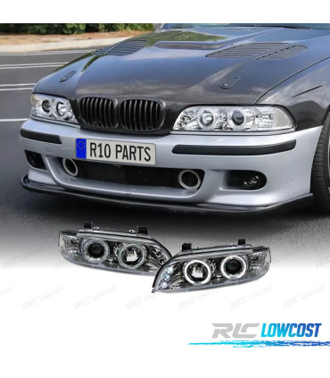 FARI PER BMW SERIE 5 E39 95-00 ANGEL EYES CCFL FONDO CROMATO