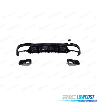 DIFFUSORE MERCEDES CLASSE S W223 21-24 LOOK AMG S63 NERO LUCIDO + TERMINALI DI SCARICO