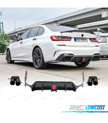 DIFFUSORE BMW G20 LCI 23-25 LOOK M NERO LUCIDO CON LUCE DI STOP + TERMINALI DI SCARICO