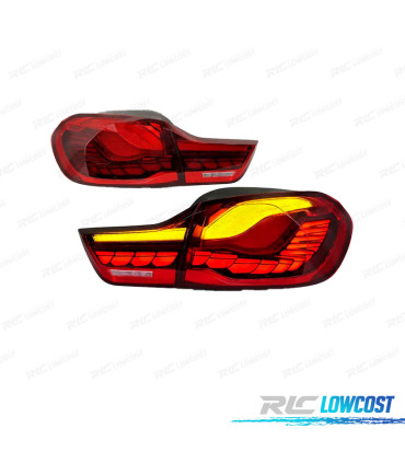 FANALI FULL LED BMW F32 F33 F36 LIGHT BAR OLED SFONDO ROSSO 13-18