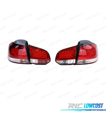 FANALI A LED PER VOLKSWAGEN VW GOLF 6 08-12 ROSSO BIANCO BARRE A LED