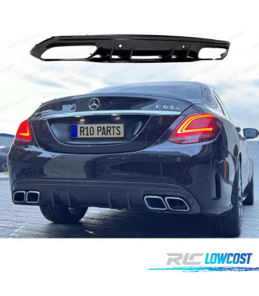 DIFFUSORE MERCEDES CLASSE C C205 COUPE AMG 14-18 LOOK C63 NERO LUCIDO