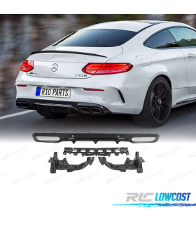 DIFFUSORE MERCEDES CLASSE C C205 COUPÉ AMG 14-18 LOOK C63 FINITURA NERO