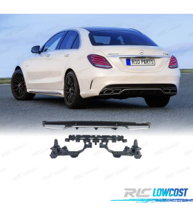 DIFFUSORE MERCEDES CLASSE C W205 AMG 15-21 LOOK C63 FINITURA CROMATA