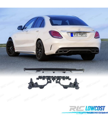 DIFFUSORE MERCEDES CLASSE C W205 AMG 15-21 LOOK C63 FINITURA CROMATA