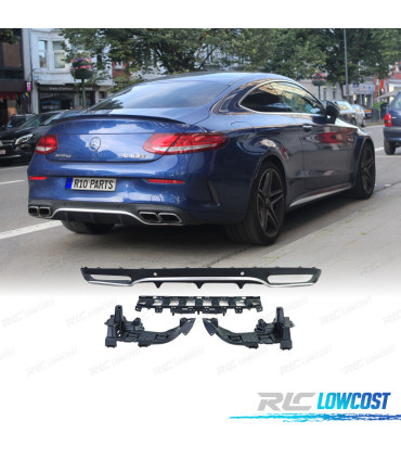 DIFFUSORE MERCEDES CLASSE C C205 COUPÉ AMG 14-18 LOOK C63 FINITURA CROMATA