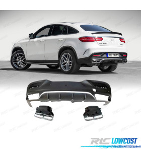 DIFFUSORE MERCEDES CLASSE GLE C292 14-18 LOOK AMG GLE63 CROMATO + TERMINALI DI SCARICO