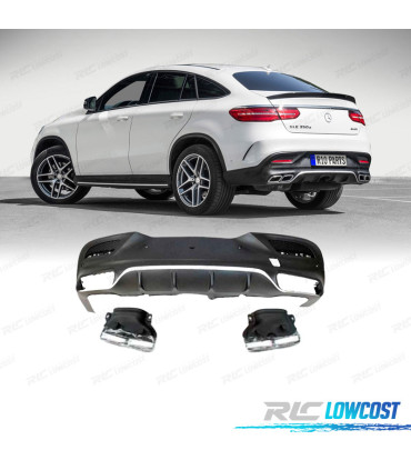 DIFFUSORE MERCEDES CLASSE GLE C292 14-18 LOOK AMG GLE63 CROMATO + TERMINALI DI SCARICO