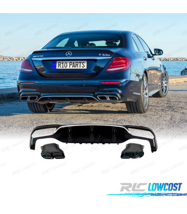 DIFFUSORE MERCEDES W213 4P LOOK AMG E63 + TERMINALI DI SCARICO NERI