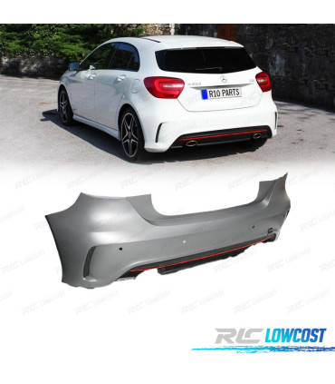 PARAURTI POSTERIORE MERCEDES CLASSE A W176 12- LOOK AMG A45 PDC MODANATURA ROSSA