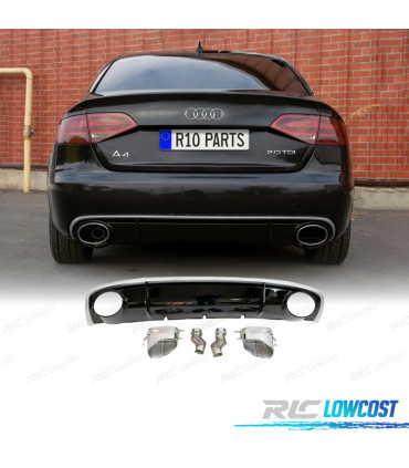 DIFFUSORE AUDI A4 B8 SEDAN AVANT 12-15 LOOK RS4 + TERMINALE DI SCARICO