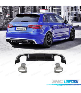 DIFFUSORE AUDI A3 8V 16-20 LOOK RS3 + TERMINALI DI SCARICO