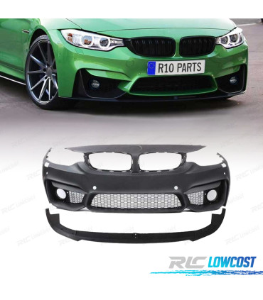 PARAURTI ANTERIORE BMW F32 F33 F36 13-18 LOOK M4 SRA PDC GRIGLIE NEBBIA + SPOILER LIP