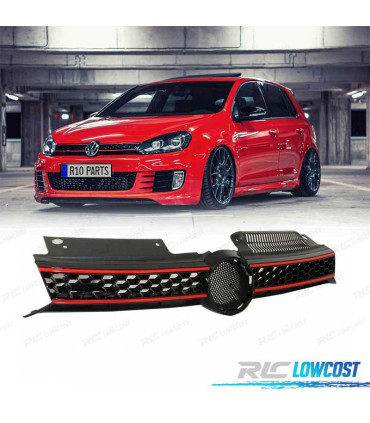 GRIGLIA VOLKSWAGEN VW GOLF 6 08-12 LOOK GTI NERA CON DETTAGLIO ROSSO