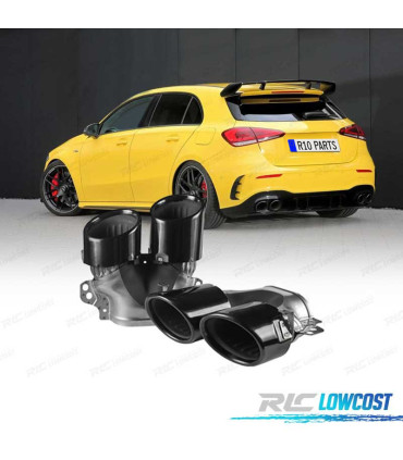 TERMINALI SCARICO MERCEDES CLASSE A W177 CLA W118 18- LOOK A45 AMG NERO