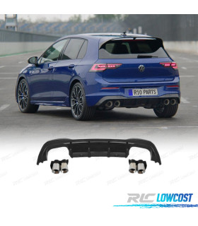 DIFFUSORE VOLKSWAGEN VW GOLF 8 21-23 LOOK R DOPPIA USCITA + TERMINALI DI SCARICO
