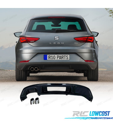 DIFUSORE SEAT LEON 17-20 LOOK FR NERO LUCIDO + TERMINALI DI SCARICO