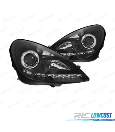 FARI XENON MERCEDES CLASSE SLK R171 04-11 LUCE DIURNA LED FONDO NERO