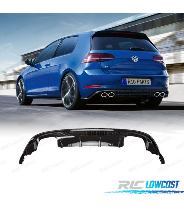 DIFFUSORE VOLKSWAGEN VW GOLF 7 12-17 LOOK R NERO LUCIDO DOPPIO SCARICO