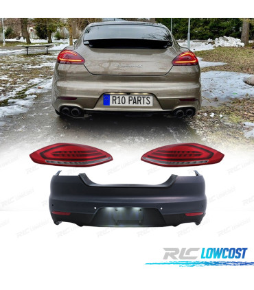 PARAURTI POSTERIORE PORSCHE PANAMERA 09-13 LOOK TURBO 971 + FANALI A LED