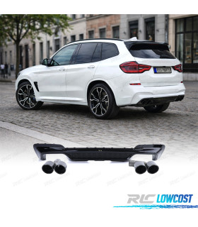 DIFFUSORE BMW X3 G01 LOOK M PERFORMANCE NERO LUCIDO + TERMINALI DI SCARICO