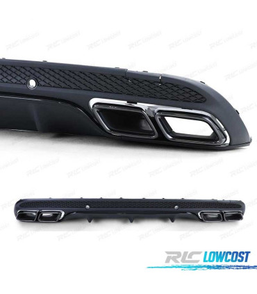 DIFUSORE MERCEDES CLASSE C W205 SEDAN 13-18 LOOK AMG + TERMINALI DI SCARICO NERO
