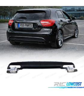 DIFFUSORE MERCEDES CLASSE A W176 12-15 AMG + TERMINALI DI SCARICO CROMATI LOOK A45