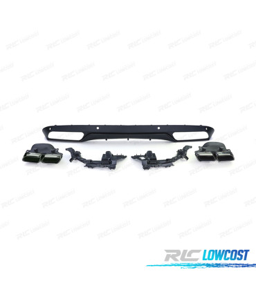 DIFFUSORE MERCEDES CLASSE C W205 SEDAN 14-18 LOOK AMG NERO OPACO + TERMINALI DI SCARICO