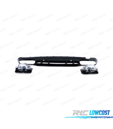 DIFFUSORE MERCEDES CLASSE C W205 SEDAN 18-21 LOOK AMG NERO LUCIDO + TERMINALI DI SCARICO