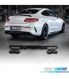 DIFFUSORE MERCEDES CLASSE C C205 COUPÉ 15-18 LOOK AMG PDC NERO + TERMINALI DI SCARICO