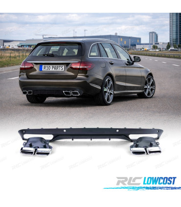 DIFFUSORE MERCEDES CLASSE C S205 14-18 AMG NERO OPACO + TERMINALI DI SCARICO