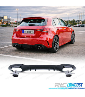 DIFFUSORE MERCEDES CLASSE A W177 18- LOOK A35 AMG NERO LUCIDO + TERMINALI DI SCARICO