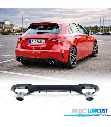 DIFFUSORE MERCEDES CLASSE A W177 18- LOOK A35 AMG NERO LUCIDO + TERMINALI DI SCARICO