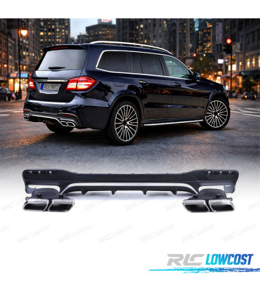 DIFFUSORE MERCEDES GLS X166 15-19 AMG NERO OPACO + TERMINALI DI SCARICO ABS