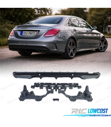 DIFFUSORE MERCEDES CLASSE C W205 AMG 15-21 LOOK C63 MODANATURA NERO LUCIDO