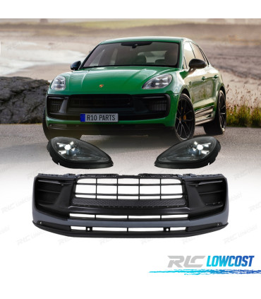 PARAURTI ANTERIORE PORSCHE MACAN 14-18 LOOK TURBO 2023 + FARI LED