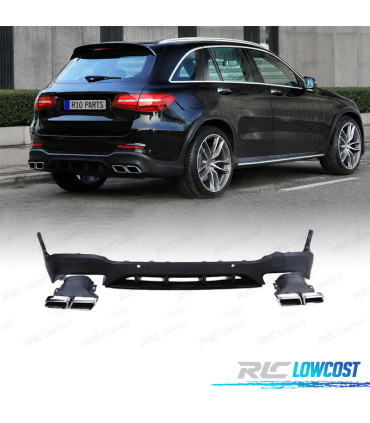 DIFUSORE MERCEDES GLC X253 15-18 LOOK AMG GLC63 PDC + TERMINALI DI SCARICO CROMATI