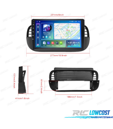 RADIO GPS ANDROID 13 FIAT 500 07-15