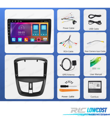 RADIO GPS ANDROID 13 PEUGEOT 207 09-12