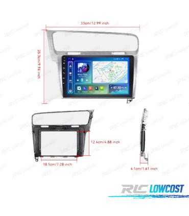 RADIO GPS ANDROID 13 VOLKSWAGEN GOLF MK7 12-17