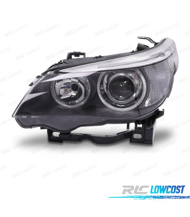 FARO SINISTRO BIXENON BMW E60 05-07 ANGEL EYES SFONDO NERO