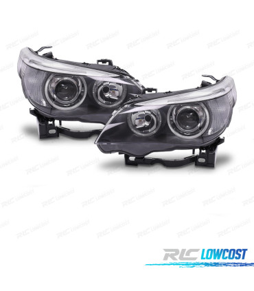 FARI BIXENON BMW E60 05-07 ANGEL EYES FONDO NERO