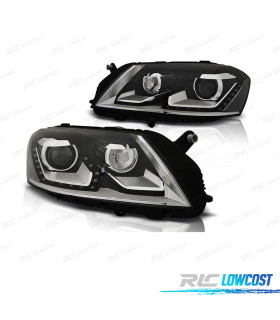 FARI VOLKSWAGEN VW PASSAT B7 10-14 LUCE DIURNA SFONDO NERO H7+H7