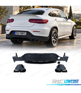 DIFUSORE MERCEDES GLC C253 COUPE 15-19 LOOK AMG GLC63 + TERMINALI DI SCARICO NERI