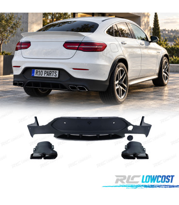 DIFUSORE MERCEDES GLC C253 COUPE 15-19 LOOK AMG GLC63 + TERMINALI DI SCARICO NERI