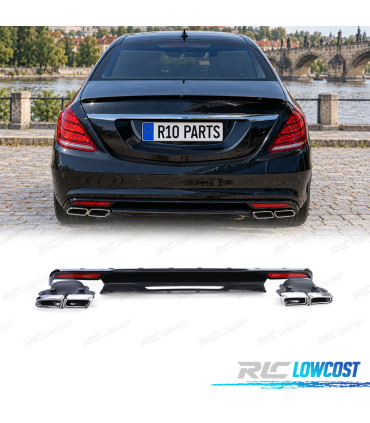 DIFUSORE MERCEDES CLASSE S W222 13-17 LOOK AMG S63 NERO LUCIDO + CODE CROMATE