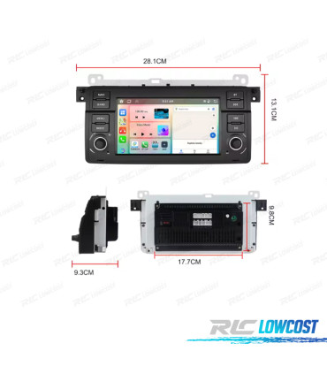 RADIO GPS ANDROID 15 BMW SERIE 3 E46 98-05 / COMPACT 01-05 / CABRIO 00-06 / TOURING 99-05 / COUPÉ 98-06 7" 4GB+64GB