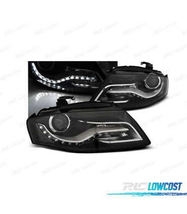 FARI AUDI A4 B8 07-11 LUCE DIURNA DRL SFONDO NERO